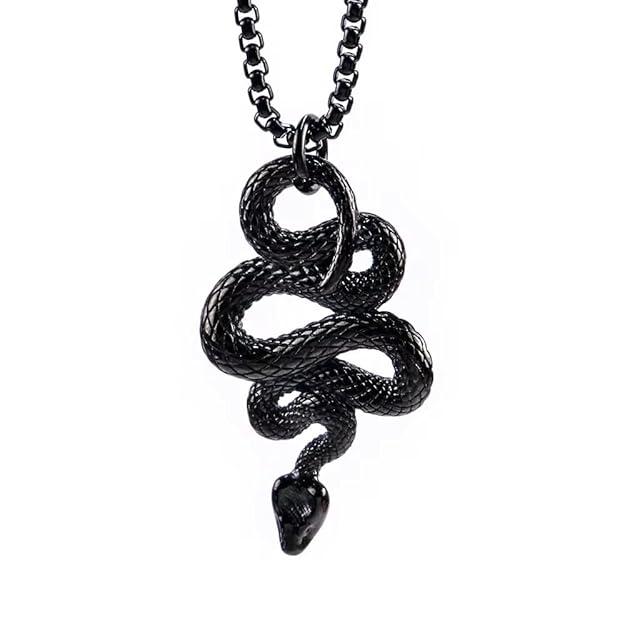 BLACK GUARDIAN SNAKE - Pure Titanium Steel Pendant with 24inch Round Box Chain for Men & Boys - Image 3