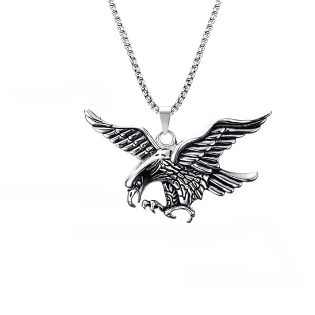 EAGLE-HUNTER (T) - Pure Titanium Steel Pendant with Stainless Steel 24inch Round Box Chain, European trending Style for Men & Boy - Image 3