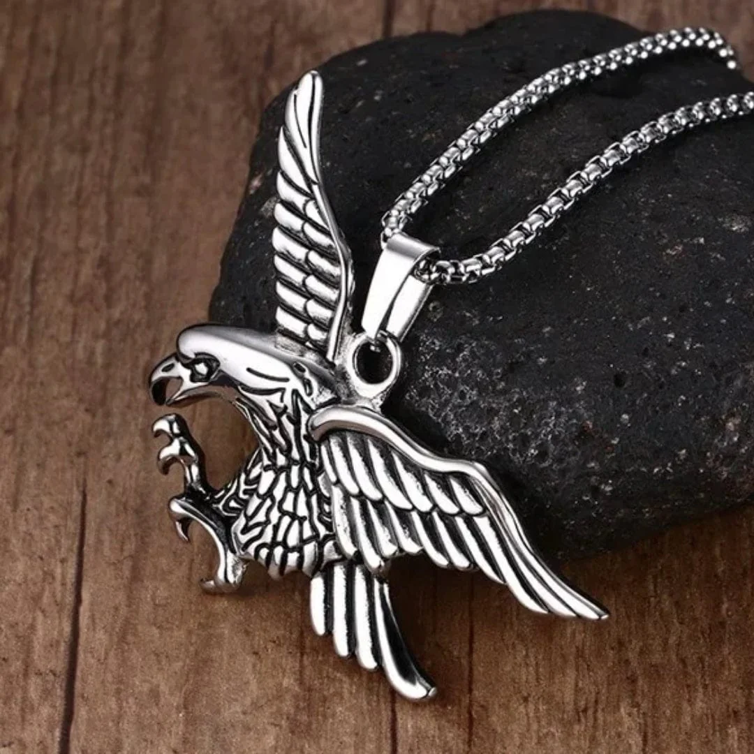 EAGLE-HUNTER (T) - Pure Titanium Steel Pendant with Stainless Steel 24inch Round Box Chain, European trending Style for Men & Boy - Image 4