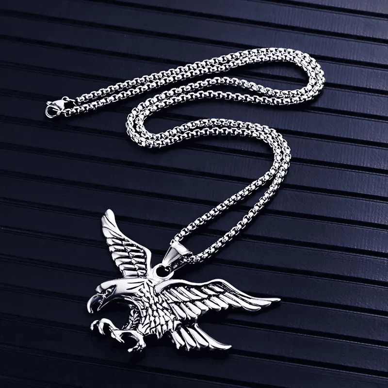 EAGLE-HUNTER (T) - Pure Titanium Steel Pendant with Stainless Steel 24inch Round Box Chain, European trending Style for Men & Boy - Image 6
