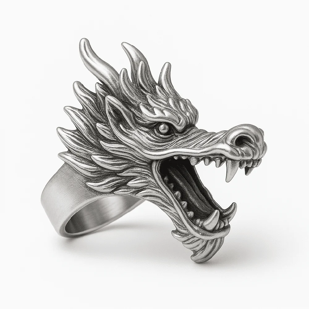 FERAL DRAGON - Pure Stainless Steel Men’s Steel-Plated Ring – Statement Luxury Jewelry (Size : 17-22-27) - Image 3