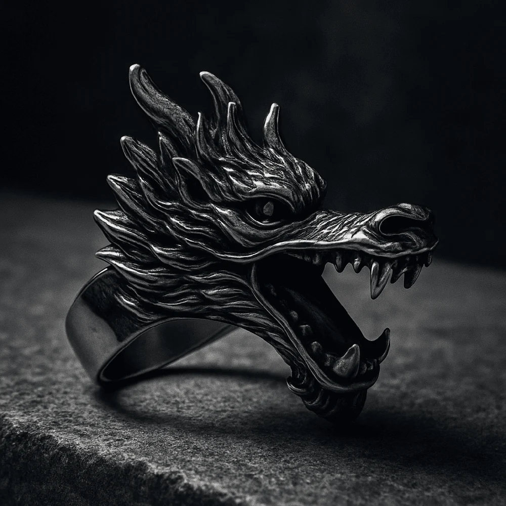 FERAL DRAGON - Pure Stainless Steel Men’s Steel-Plated Ring – Statement Luxury Jewelry (Size : 17-22-27) - Image 4