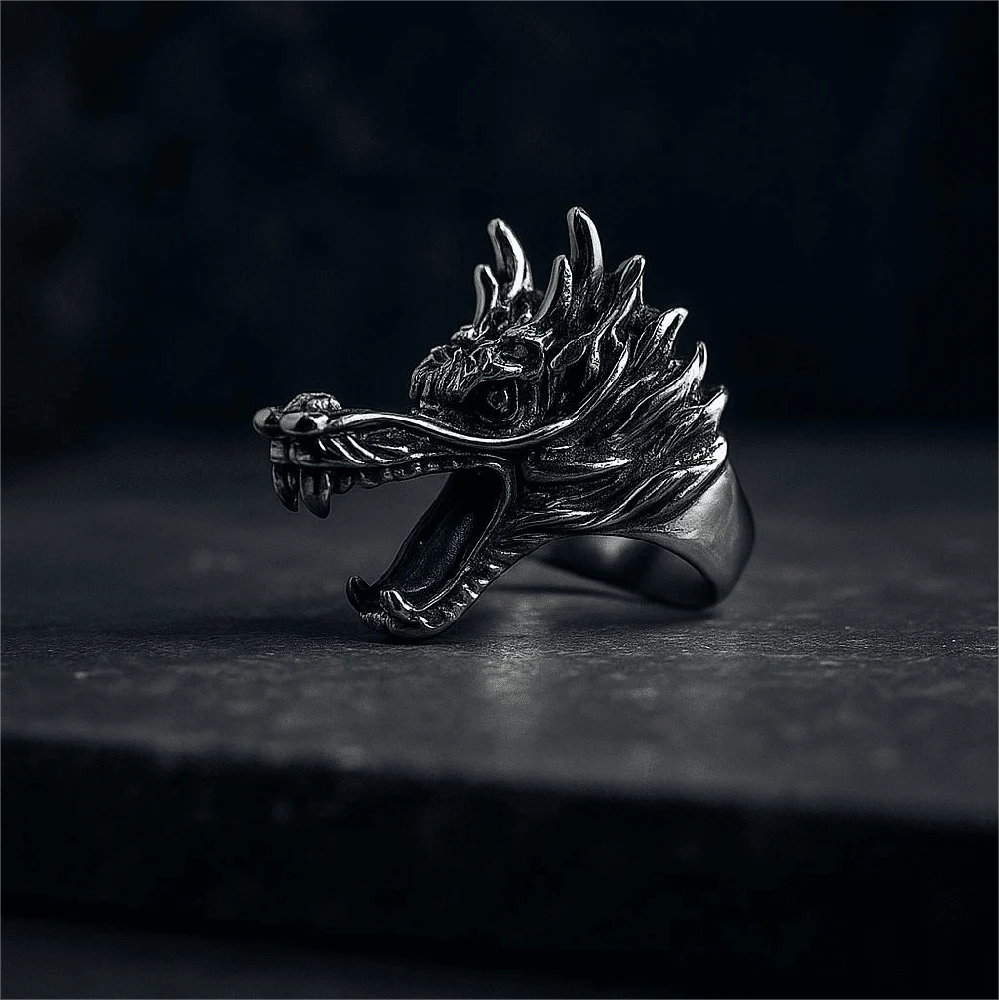 FERAL DRAGON - Pure Stainless Steel Men’s Steel-Plated Ring – Statement Luxury Jewelry (Size : 17-22-27) - Image 5