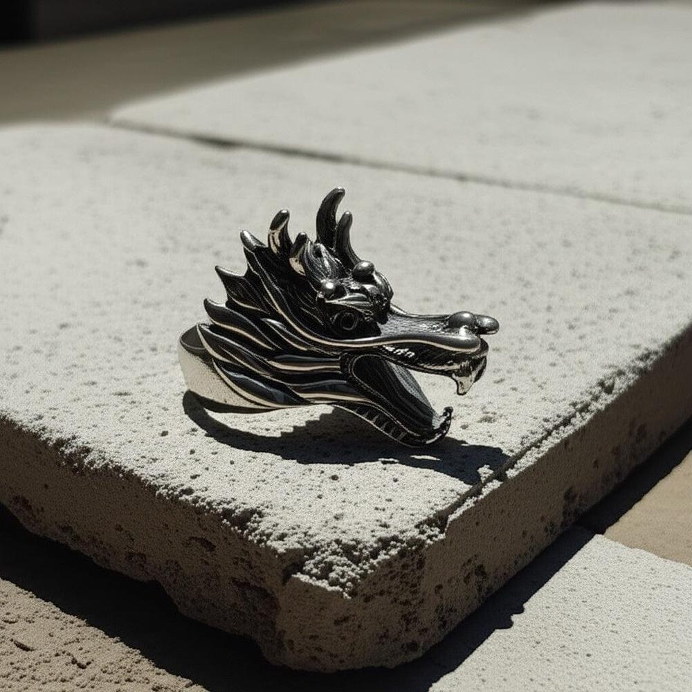 FERAL DRAGON - Pure Stainless Steel Men’s Steel-Plated Ring – Statement Luxury Jewelry (Size : 17-22-27) - Image 6