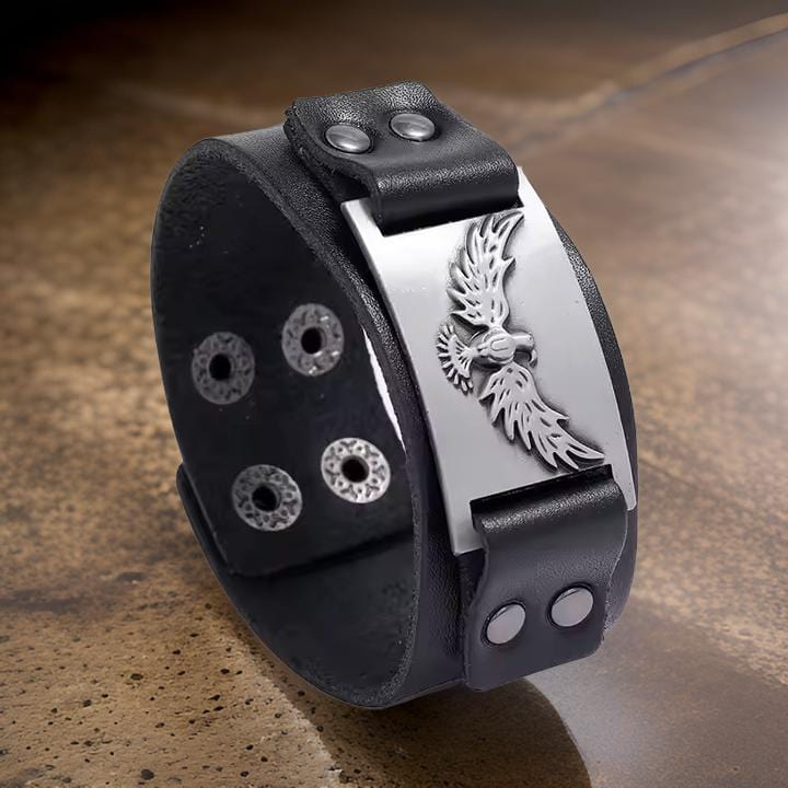 FIRESTORM PHOENIX BAND - Silver Genuine Braided Leather Bracelet Set for Men & Boys (8 inch) - Image 6