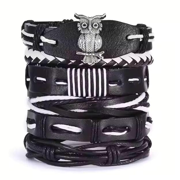 6 Pcs Genuine Leather Adjustable Bracelet Set for Men & Boys (8 inch) - Image 12