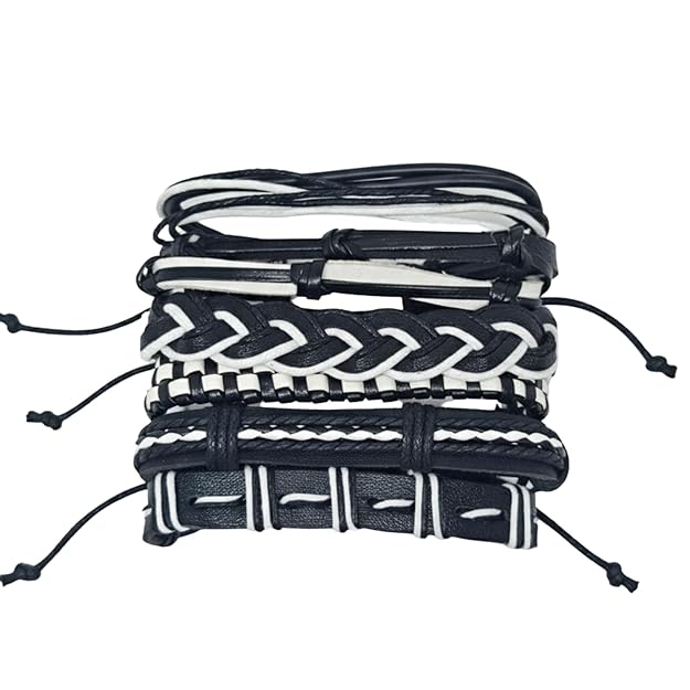 6 Pcs Genuine Leather Adjustable Bracelet Set for Men & Boys (8 inch) - Image 8