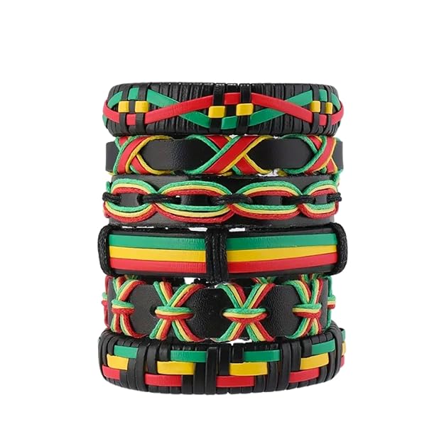 6 Pcs Genuine Leather Adjustable Bracelet Set for Men & Boys (8 inch) - Image 9