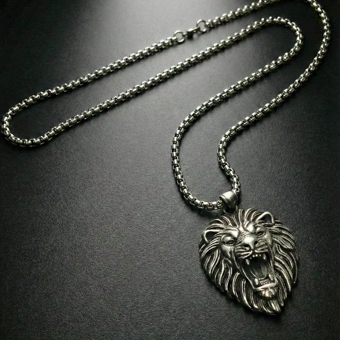 IMPERIAL LION KING - 40mm Titanium Steel Pendant with 24inch Round Box 5mm Chain for Men & Boys - Image 3