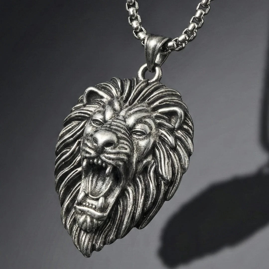IMPERIAL LION KING - 40mm Titanium Steel Pendant with 24inch Round Box 5mm Chain for Men & Boys - Image 5