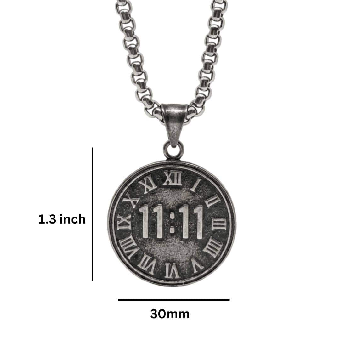 11:11 MANIFESTATION CIRCLE  - 30mm Titanium Steel Pendant with 24inch Round Box 5mm Chain for Men & Boys - Image 6