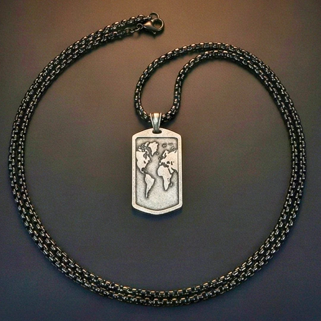 ROMAN REALM - 26mm Titanium Steel Pendant with 24inch Round Box 5mm Chain for Men & Boys - Image 5