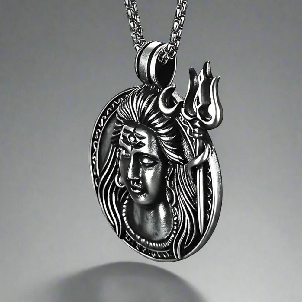 SHIVA THE PROTECTOR - Pure Vintage Pure Steel Pendant with 24inch Round Box Chain for Men & Boys - Image 3