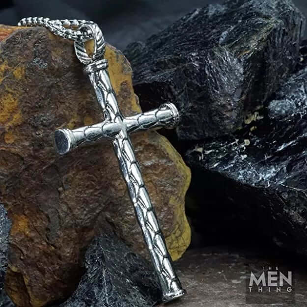 SIMPLE CROSS - Alloy Pendant with Pure Stainless Steel 24inch Round Box Chain, European trending Style for Men & Boys - Image 3