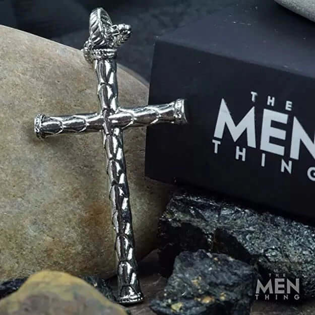 SIMPLE CROSS - Alloy Pendant with Pure Stainless Steel 24inch Round Box Chain, European trending Style for Men & Boys - Image 4