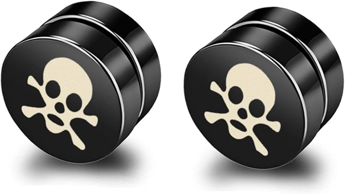 SKULLIX - Magnetic Non-Piercing Pure Titanium Steel Studs Earrings for Men & Boys (2 Pcs) - Image 3