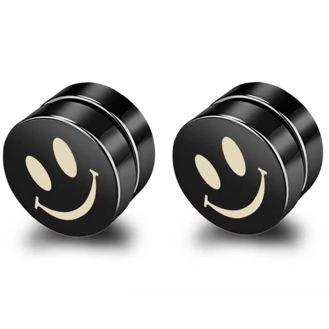 SMILEY - Magnetic Non-Piercing Pure Titanium Steel Studs Earrings for Men & Boys (2 Pcs) - Image 3