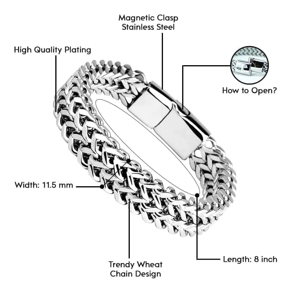 ITALIAN MESH LINK - 11.5mm Pure Titanium Steel Bracelet with Magnetic Buckle for Men & Boy (8 inch) - Image 5