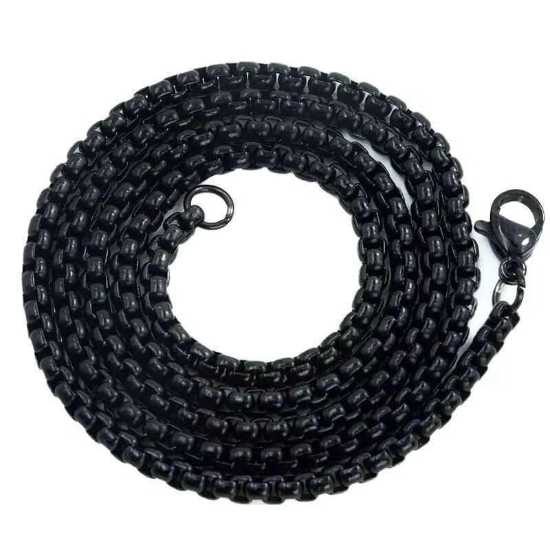 BLACK  ROUND BOX -  3mm Chain Stainless Steel 24 inch Necklace for Men & Boys - Image 5