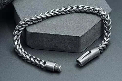 FRANCO LINK DUSKY -  6mm Pure Stainless Steel Bracelet, American trending - Black Color Biker Punk Style Bracelet for Men & Boys (8 inch) - Image 3