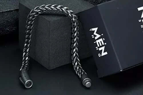 FRANCO LINK DUSKY -  6mm Pure Stainless Steel Bracelet, American trending - Black Color Biker Punk Style Bracelet for Men & Boys (8 inch) - Image 4