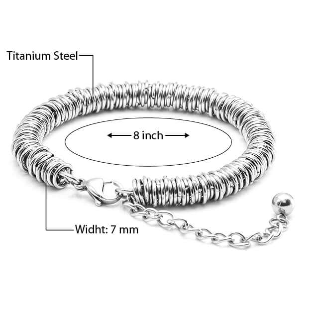 HOOPLET -  7mm Pure Stainless Steel Bracelet, European Style - 8 inch with Adjustable Lobster Claw Buckle for Men & Boys - Image 3