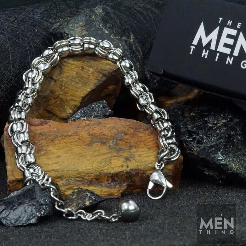 DUOLOOP -  8mm Stainless Steel Bracelet, European Style - 8 inch with Adjustable Lobster Claw Buckle for Men & Boys - Image 5