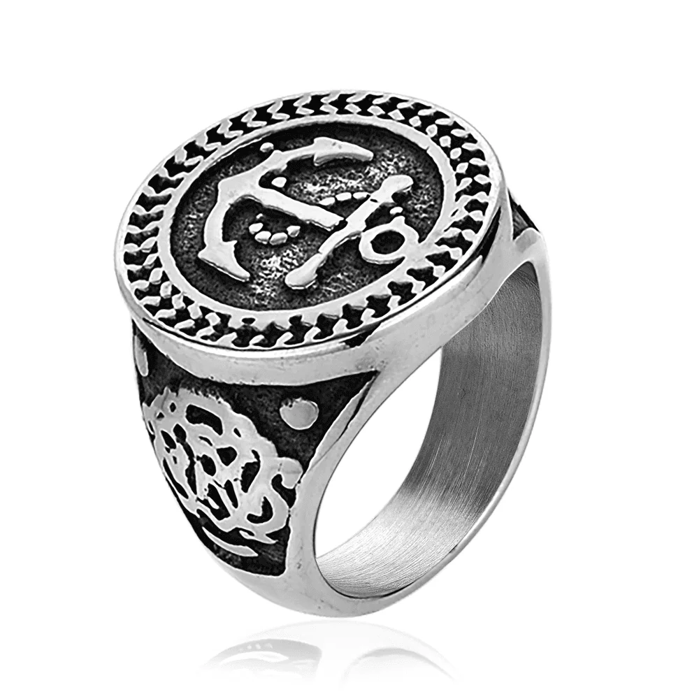 ANCHOR SIGNET - Titanium Steel Ring for Men and Boys (Size-22) - Image 3
