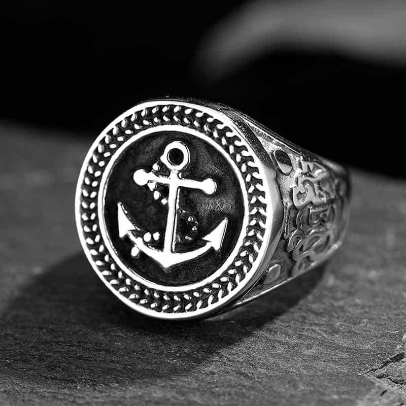 ANCHOR SIGNET - Titanium Steel Ring for Men and Boys (Size-22) - Image 4