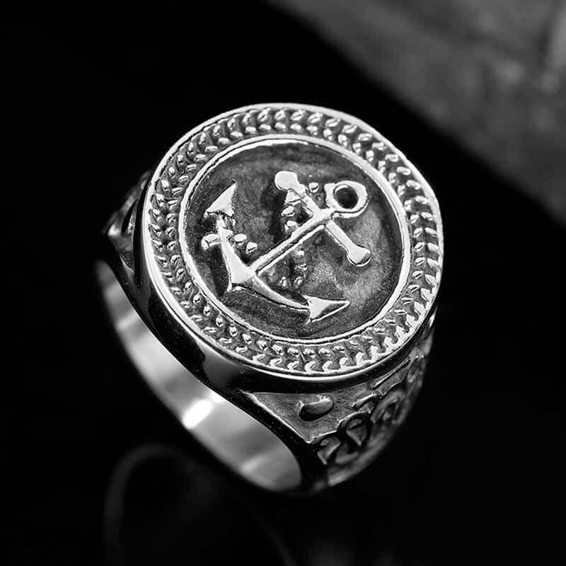 ANCHOR SIGNET - Titanium Steel Ring for Men and Boys (Size-22) - Image 5