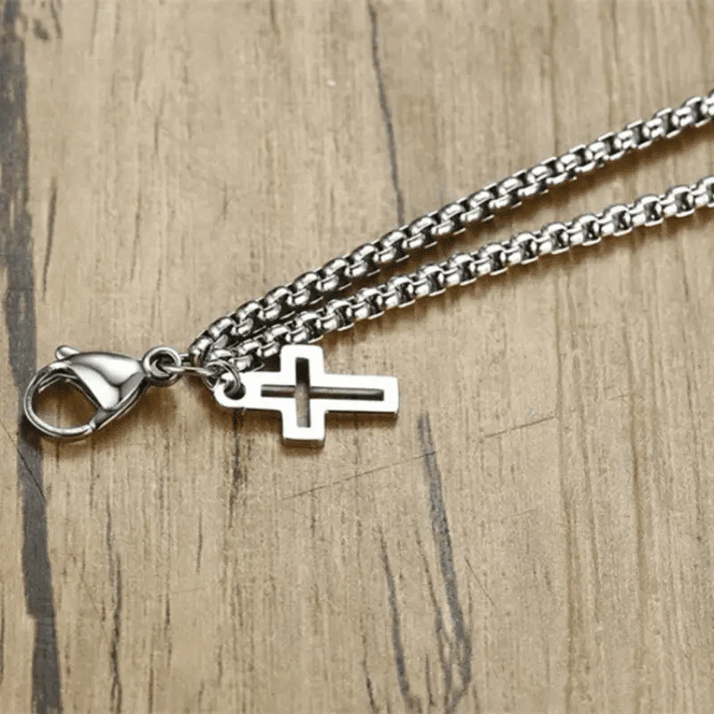 VECTRO NEXUS -  Pure Stainless Steel Double Chain Cross Hollow Bracelet 8 inch with Lobster Claw Buckle for Men & Boy. - Image 10