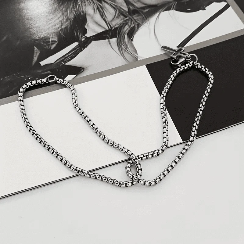 VECTRO NEXUS -  Pure Stainless Steel Double Chain Cross Hollow Bracelet 8 inch with Lobster Claw Buckle for Men & Boy. - Image 11