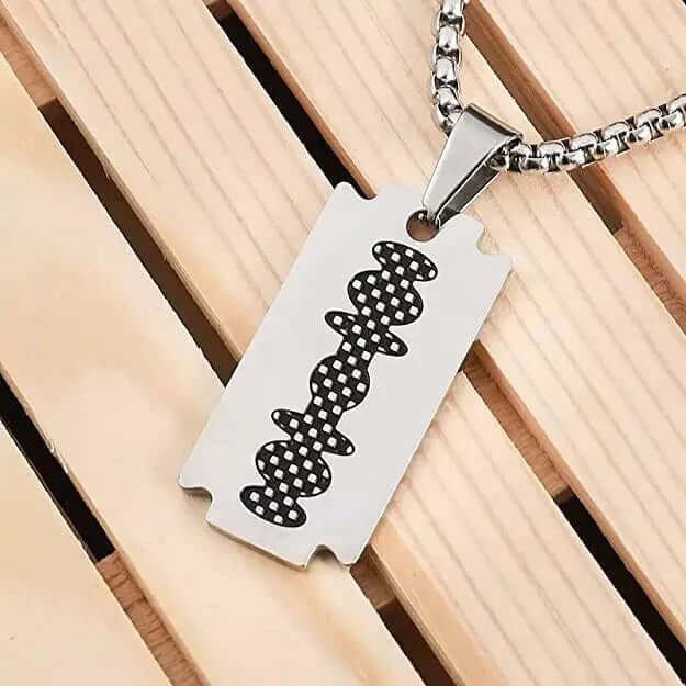 RAZOR BLADE - Pure Titanium Steel Pendant with 24inch Round Box Chain for Men & Boys - Image 4