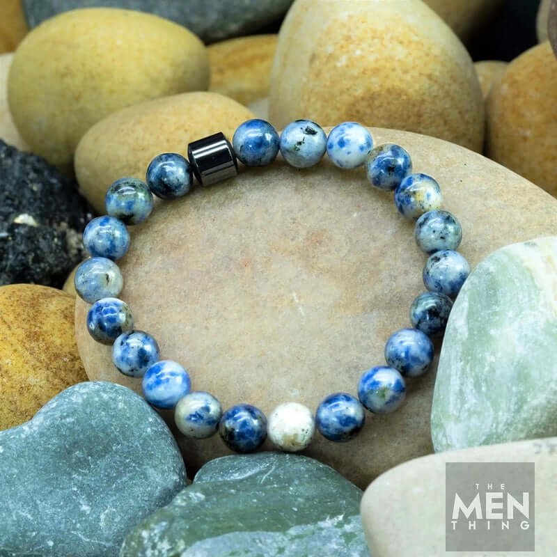 AZURITE BLUE LAGOON -  Beads Bracelet with Natural Stone - 7 inch Stretch Bracelet - Image 3