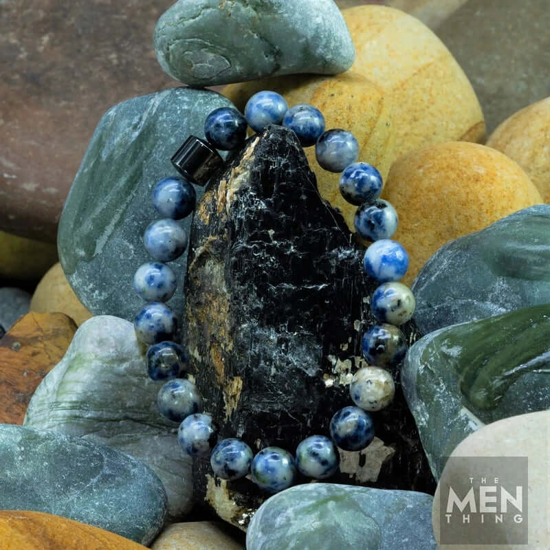 AZURITE BLUE LAGOON -  Beads Bracelet with Natural Stone - 7 inch Stretch Bracelet - Image 4