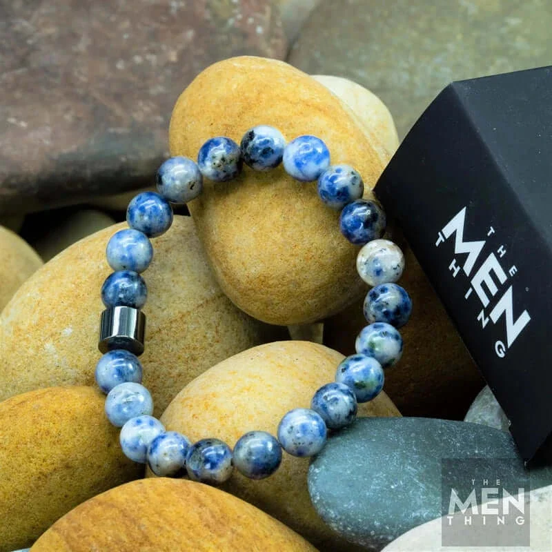 AZURITE BLUE LAGOON -  Beads Bracelet with Natural Stone - 7 inch Stretch Bracelet - Image 5