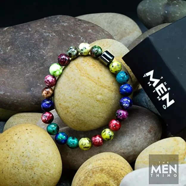 AZURITE NORTHERN LIGHT - Beads Bracelet with Natural Stone - 7 inch Stretch Bracelet - Image 3