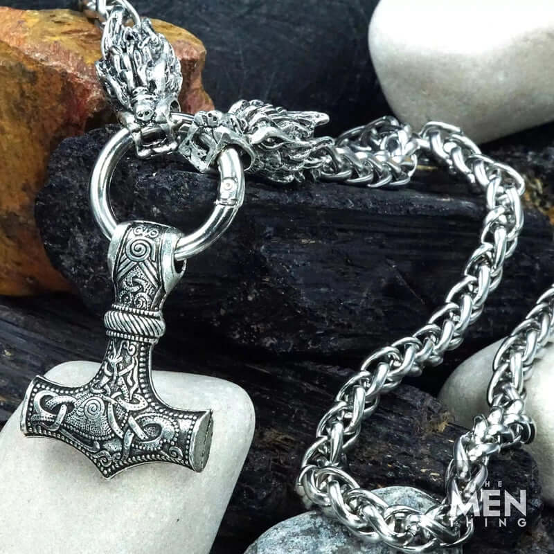 NORSE VIKING WARRIOR THOR HAMMER -  Talisman Necklace, Pure Stainless Steel Nordic Mythology Mjolnir Pendant for Men and Boys - Image 3