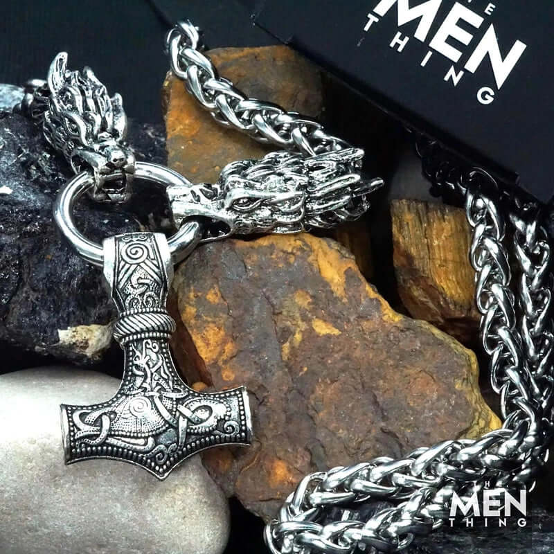 NORSE VIKING WARRIOR THOR HAMMER -  Talisman Necklace, Pure Stainless Steel Nordic Mythology Mjolnir Pendant for Men and Boys - Image 4