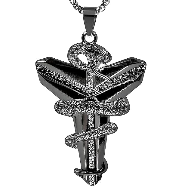 BLACK MAMBA - Pure Titanium Steel Black Mamba Pendant with 24inch Round Box Black Chain for Men & Boys - Image 3