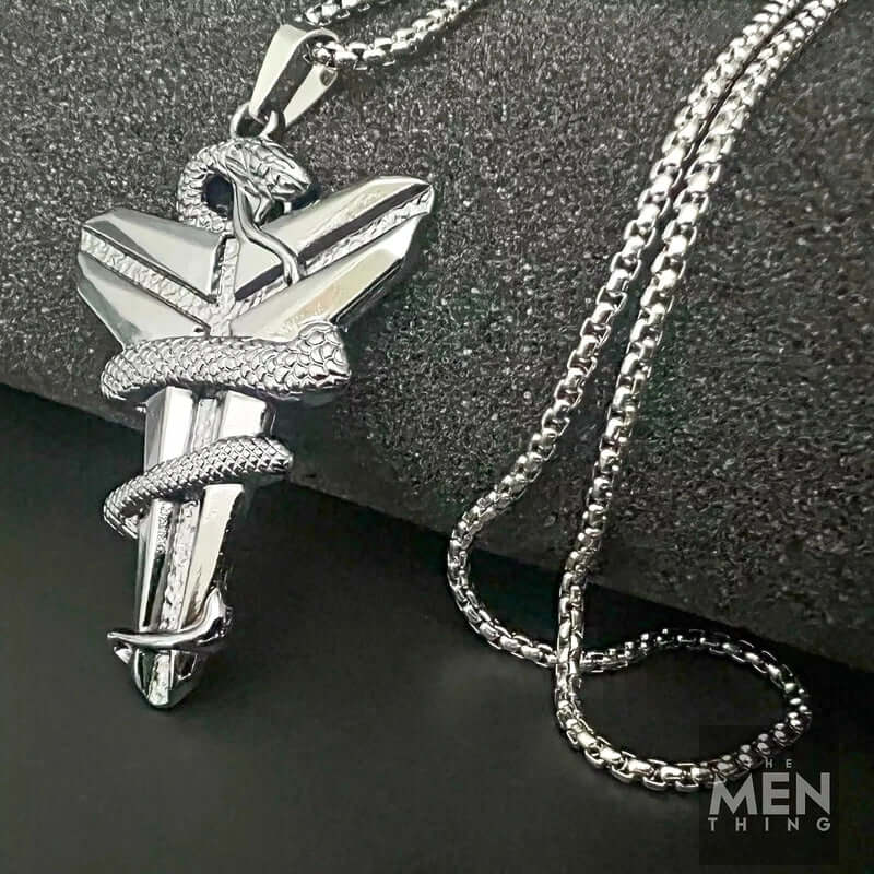 BLACK MAMBA - Pure Titanium Steel Black Mamba Pendant with 24inch Round Box Black Chain for Men & Boys - Image 4