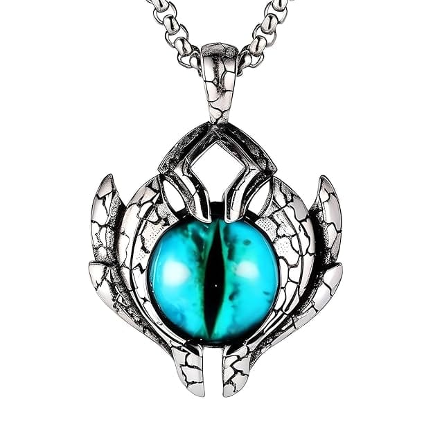 BLUE EYE PROTECT (T) - Pure Titanium Steel Pendant with Round Box Chain for Men & Boys (24 inch) - Image 3