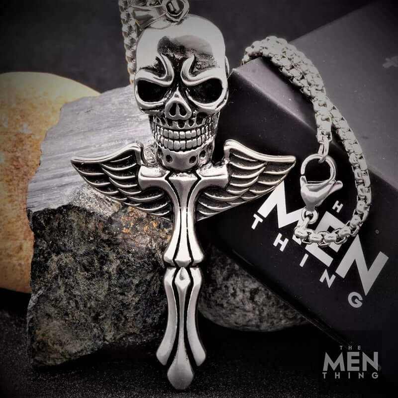 SKULL KING - Pure Titanium Steel Pendant with 24inch Round Box Chain for Men & Boys - Image 4