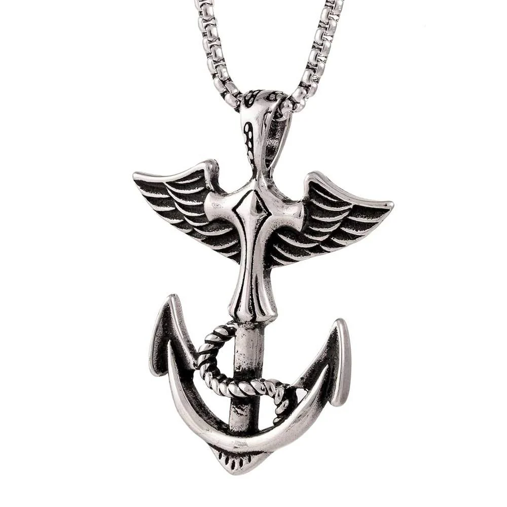 ANCHOR OF LIFE -  Pure Titanium Steel Pendant with 24inch Round Box Chain for Men & Boys - Image 3