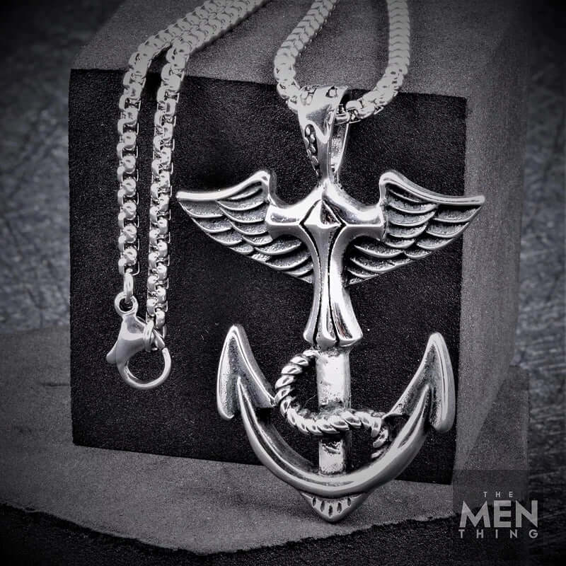ANCHOR OF LIFE -  Pure Titanium Steel Pendant with 24inch Round Box Chain for Men & Boys - Image 4