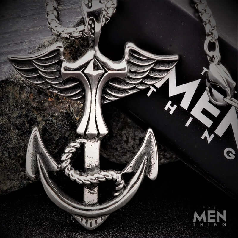 ANCHOR OF LIFE -  Pure Titanium Steel Pendant with 24inch Round Box Chain for Men & Boys - Image 5