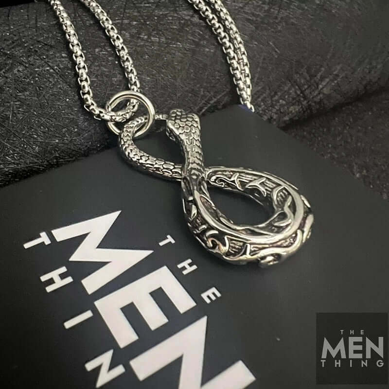 INFINITY SNAKE - Titanium Steel Snake Pendant with 24inch Round Box Chain for Men & Boys - Image 4