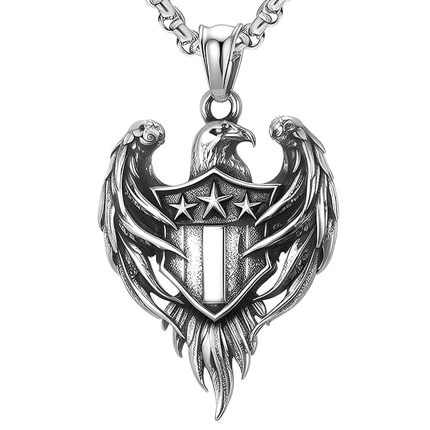 AMERICAN EAGLE PRIDE -  Pure Titanium Steel The Eagle Pendant with 24inch Round Box Chain for Men & Boys - Image 3