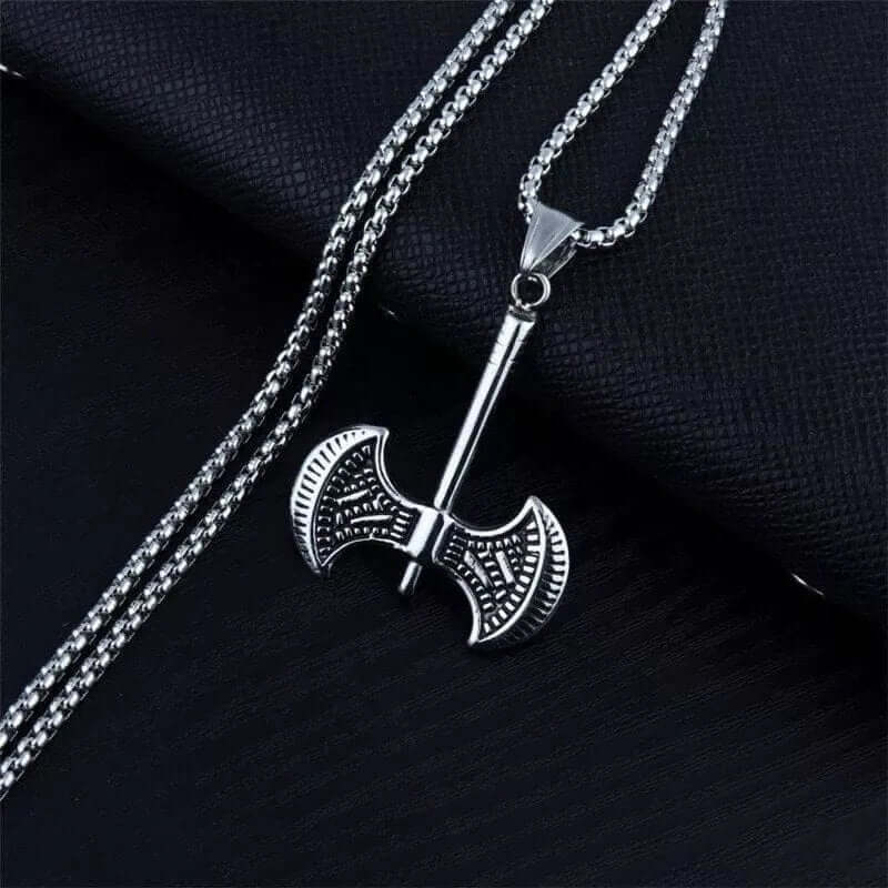 TWIN SHARP AXE - Alloy Pendant with Stainless Steel 24inch Round Box Chain, American trending Style for Men & Boy - Image 5