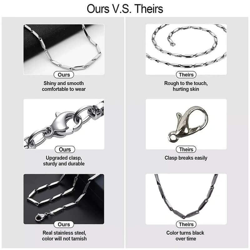 RICE CHAIN BLACK - Stainless Steel  24inch Chain - Image 7